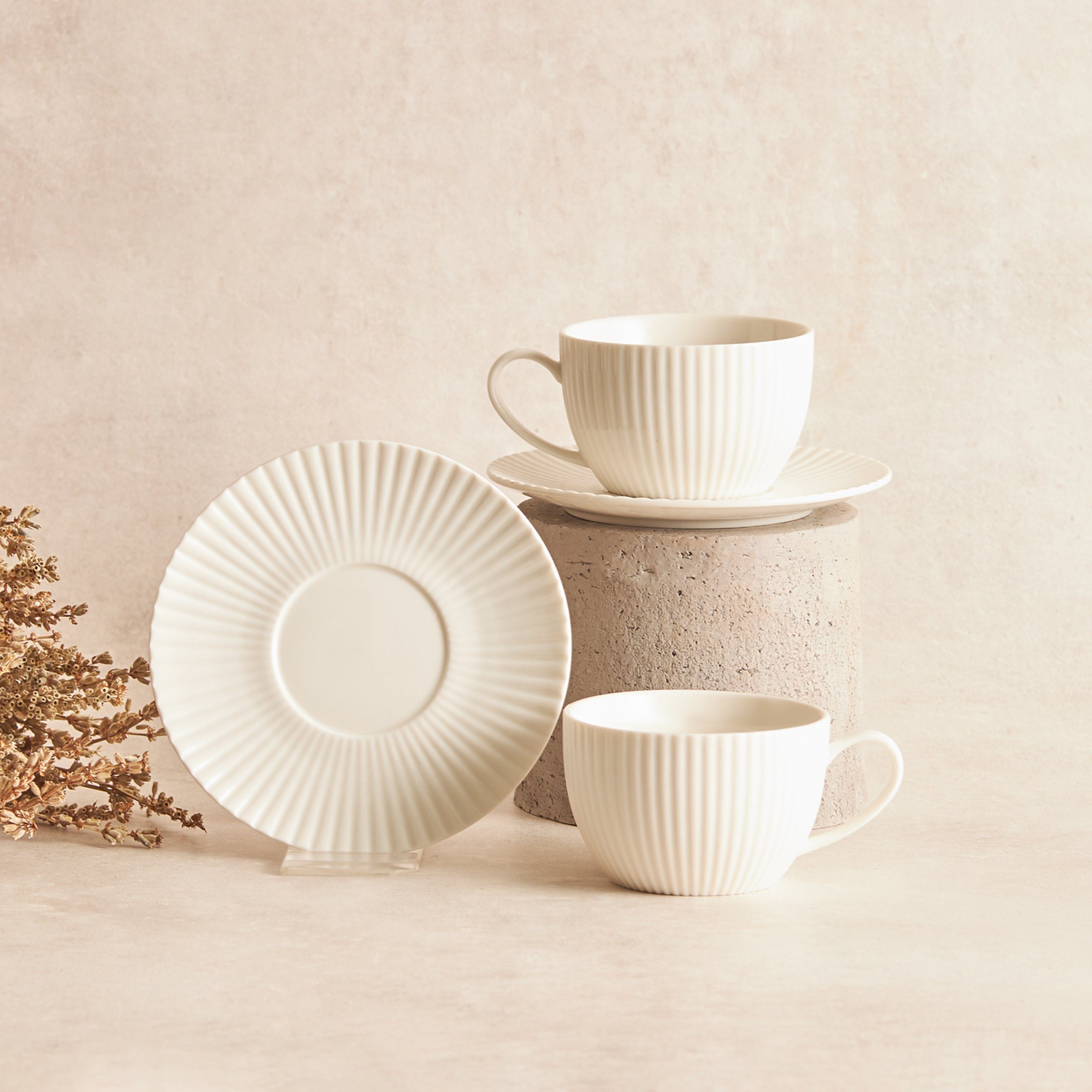 Karaca Teeservice Seashell Teetasse für 6 Personen Espressotasse Mokkatasse 200ml