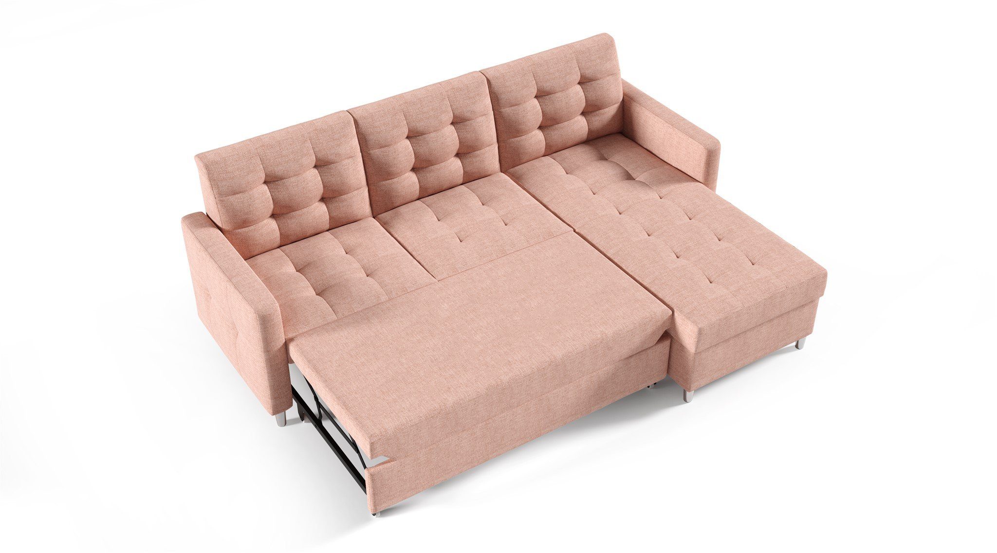 Fun Möbel Ecksofa Ecksofa Sofa NURI mit Ottomane in Stoff Luis, inkl. Schlaffunktion, Rundumbezug