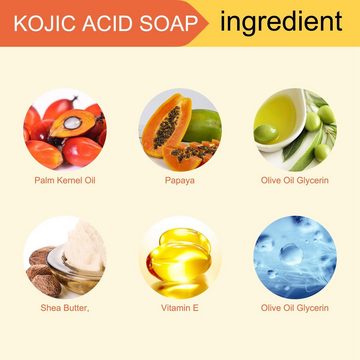 XDeer Seifen-Set Skin Lightening Kojie San Skin Lightening (2 Seifen : 2x65g), Hautaufhellende Seife mit Kojisäure von Kojic Acid Soap
