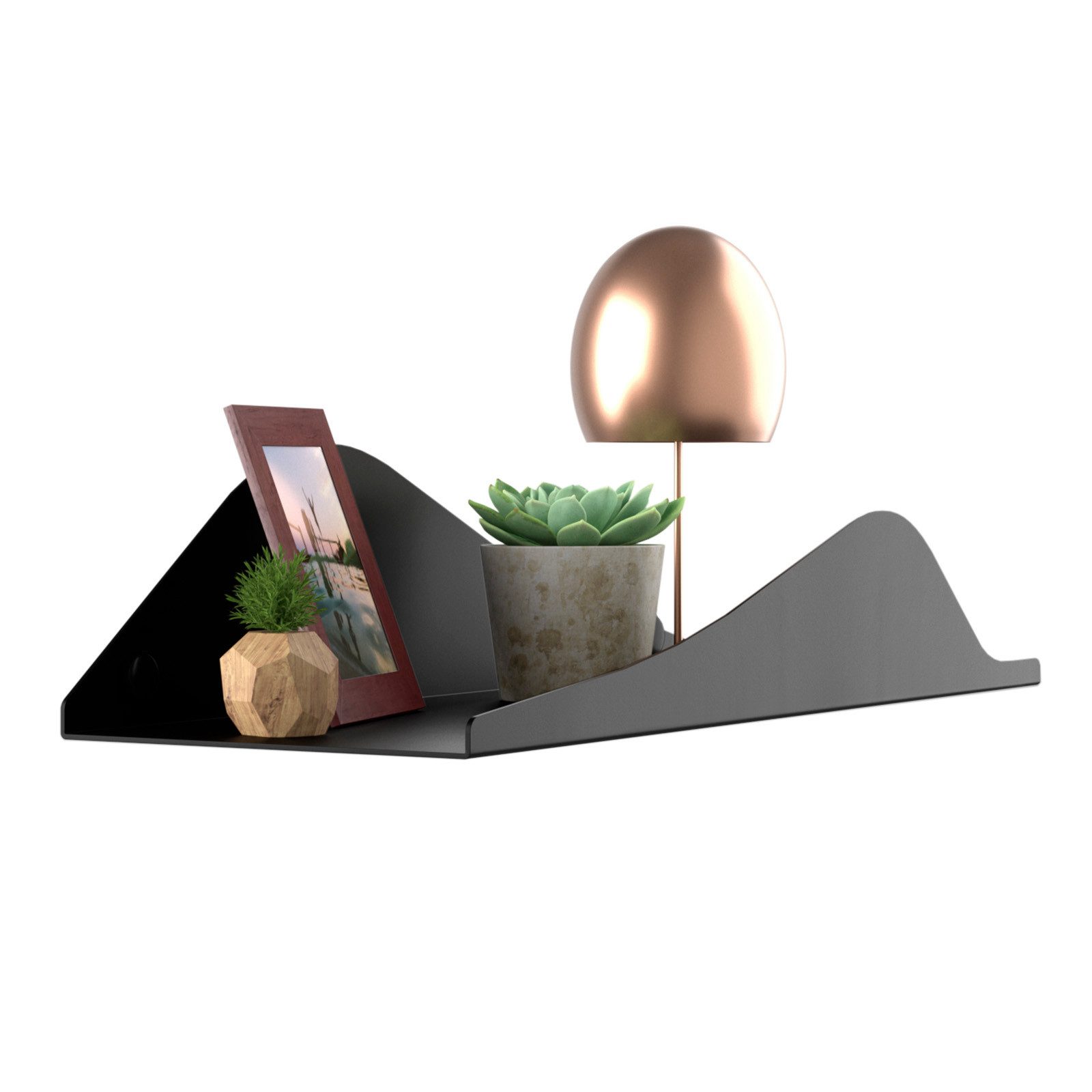SO-TECH® Wandregal Schweberegal HOVER-VIII 35 x 13 x 8 cm inkl. Befestigungsset, 3-tlg., Wandmontage, für Bad Küche oder Wohnzimmer, Schwarz