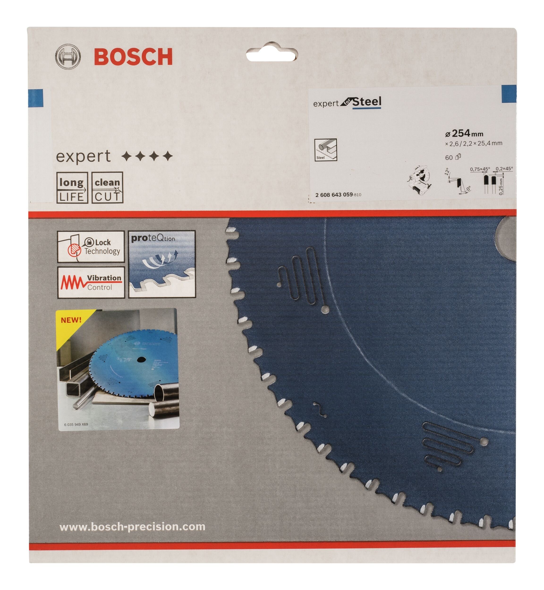 For 60Z, Steel x Expert 25,4 254 x - Kreissägeblatt 2,6 mm BOSCH