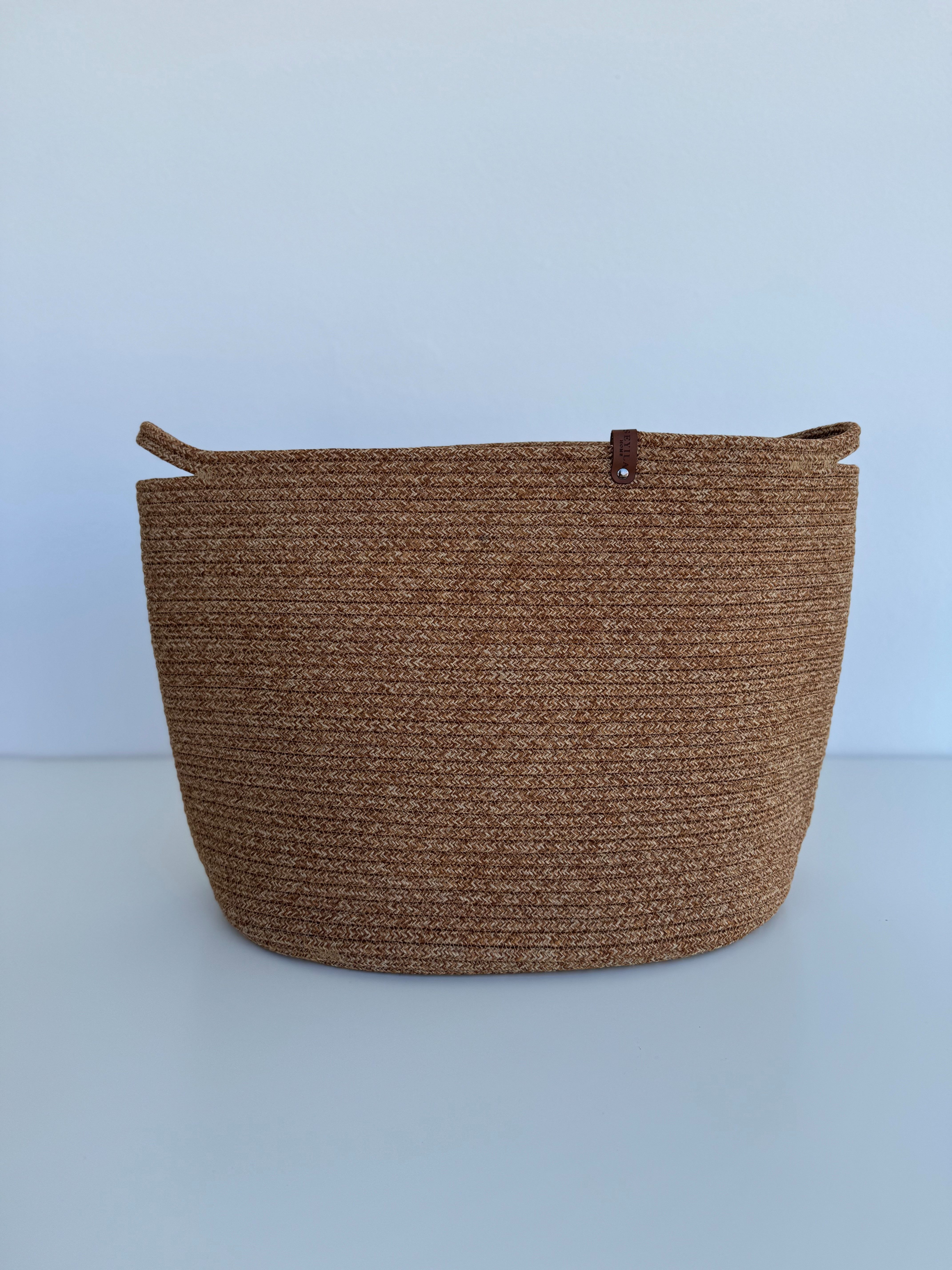 Seyila Home Aufbewahrungskorb Wäschekorb, großer Spielzeugkorb aus Baumwolle und Jute, handmade