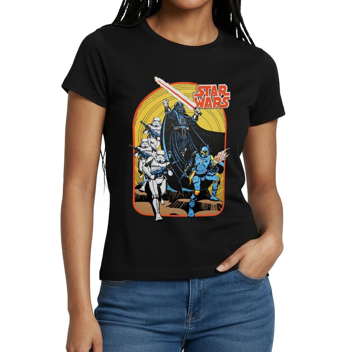 T-Shirt Star Wars Retro Darth Vader Und Stormtrooper Frauen T-Shirt