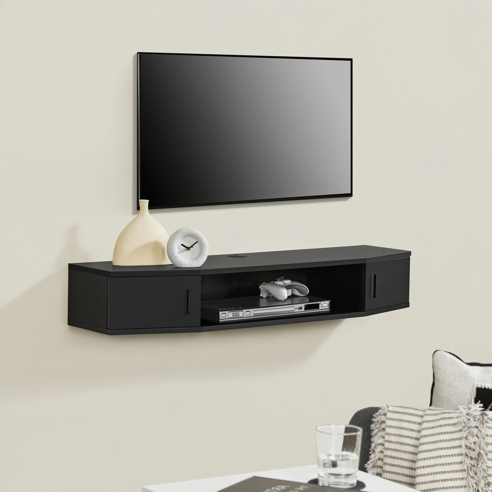 en.casa TV-Regal, »Tørring« mit 2 Türen 110x30x17,5 cm Schwarz günstig online kaufen