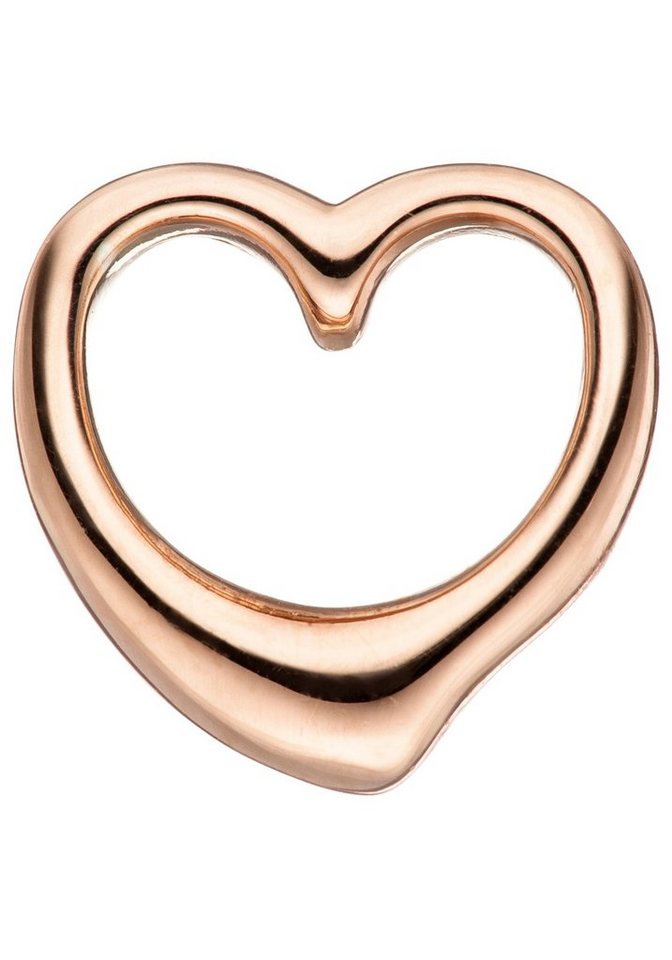 JOBO Herzanhänger Anhänger Herz, 925 Silber roségold vergoldet, Höhe ca.  11,4 mm, Breite ca. 11,7 mm, Tiefe ca. 3 mm
