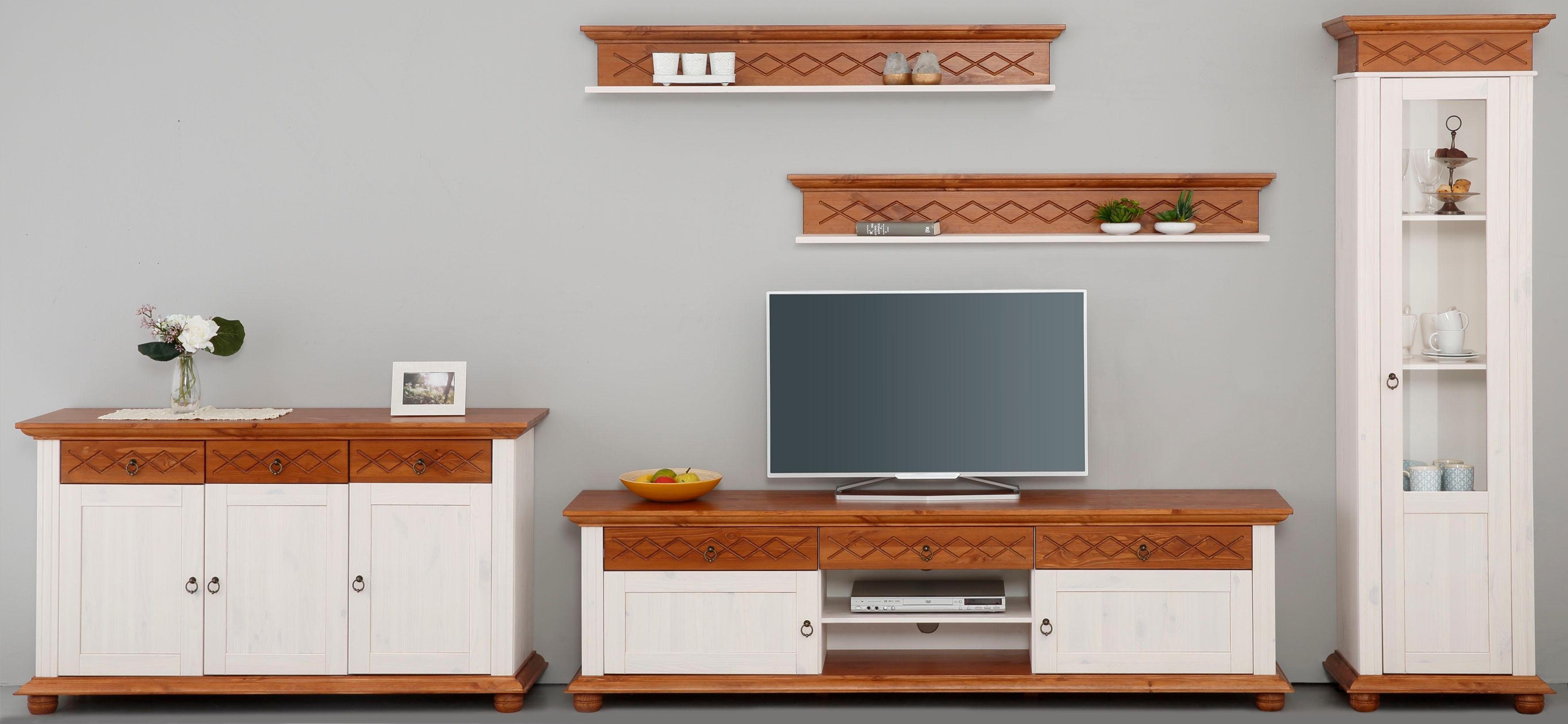 Home affaire Wohnwand »Helma« (5-tlg.), Set aus 1 Vitrine, 1 Lowboard, 1 Sideboard, 2 Wandregale - Home affaire