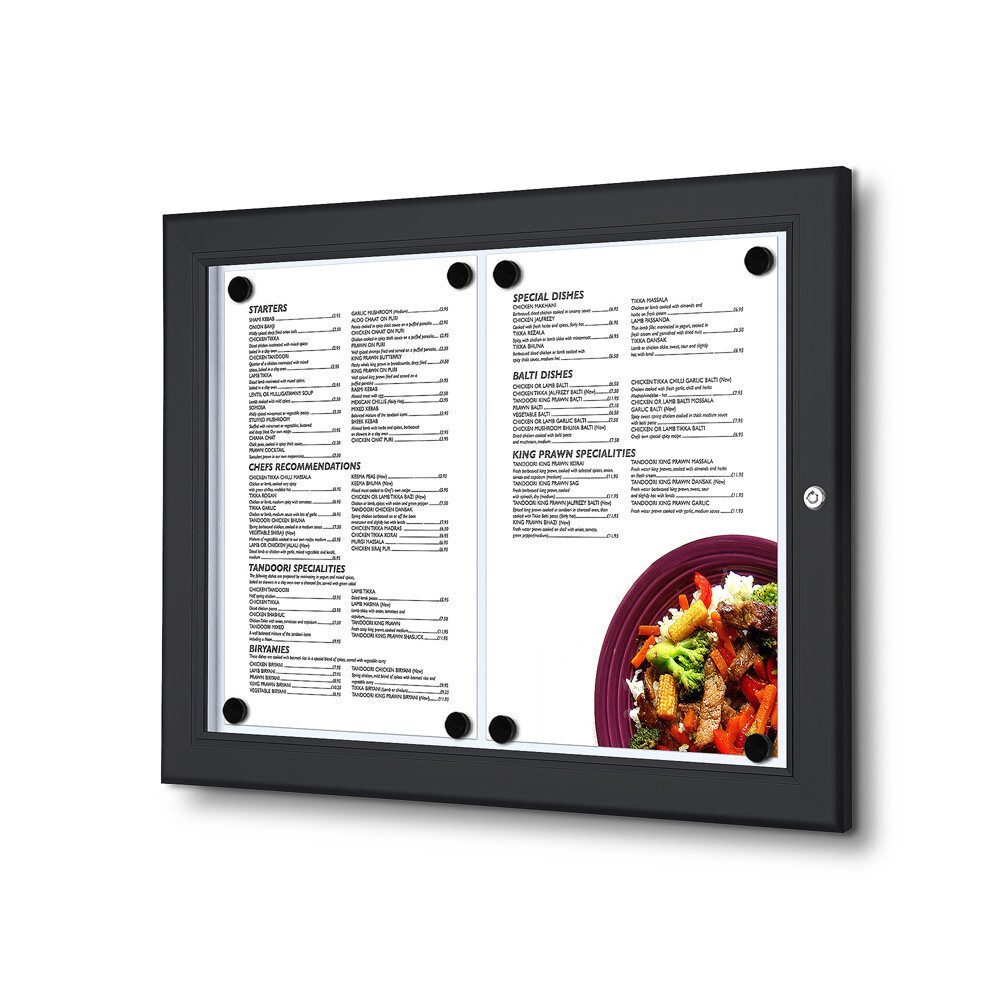 Hängevitrine Menükasten Outdoor - 2x DIN A4 - Aluminium / Stahl - Schwarz