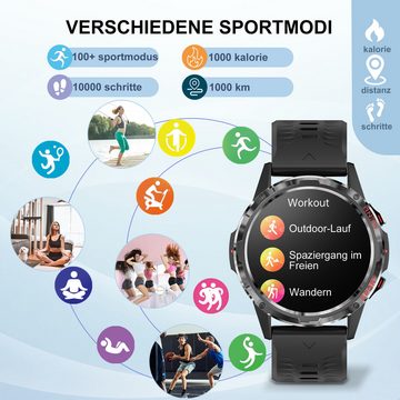 HYIEAR Smartwatch, High-End-Business-Geldbörse mit RFID-Schutz Smartwatch (Android/iOS), Wird mit USB-Ladekabel geliefert., Sportarmbänder, Gesundheitsfunktionen, individuelle Zifferblätter