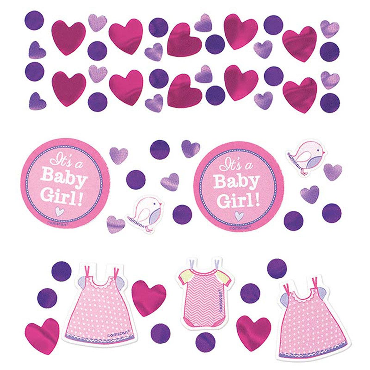 Amscan Konfetti Konfetti Metall 34g Baby Girl Pink