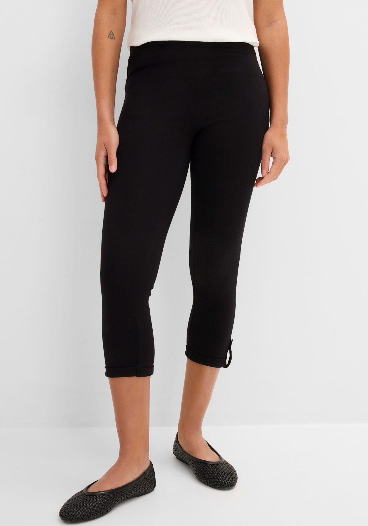 bonprix Caprileggings aus Baumwolle mit Elasthan, Skinny Fit, mit gekrempeltem Saum