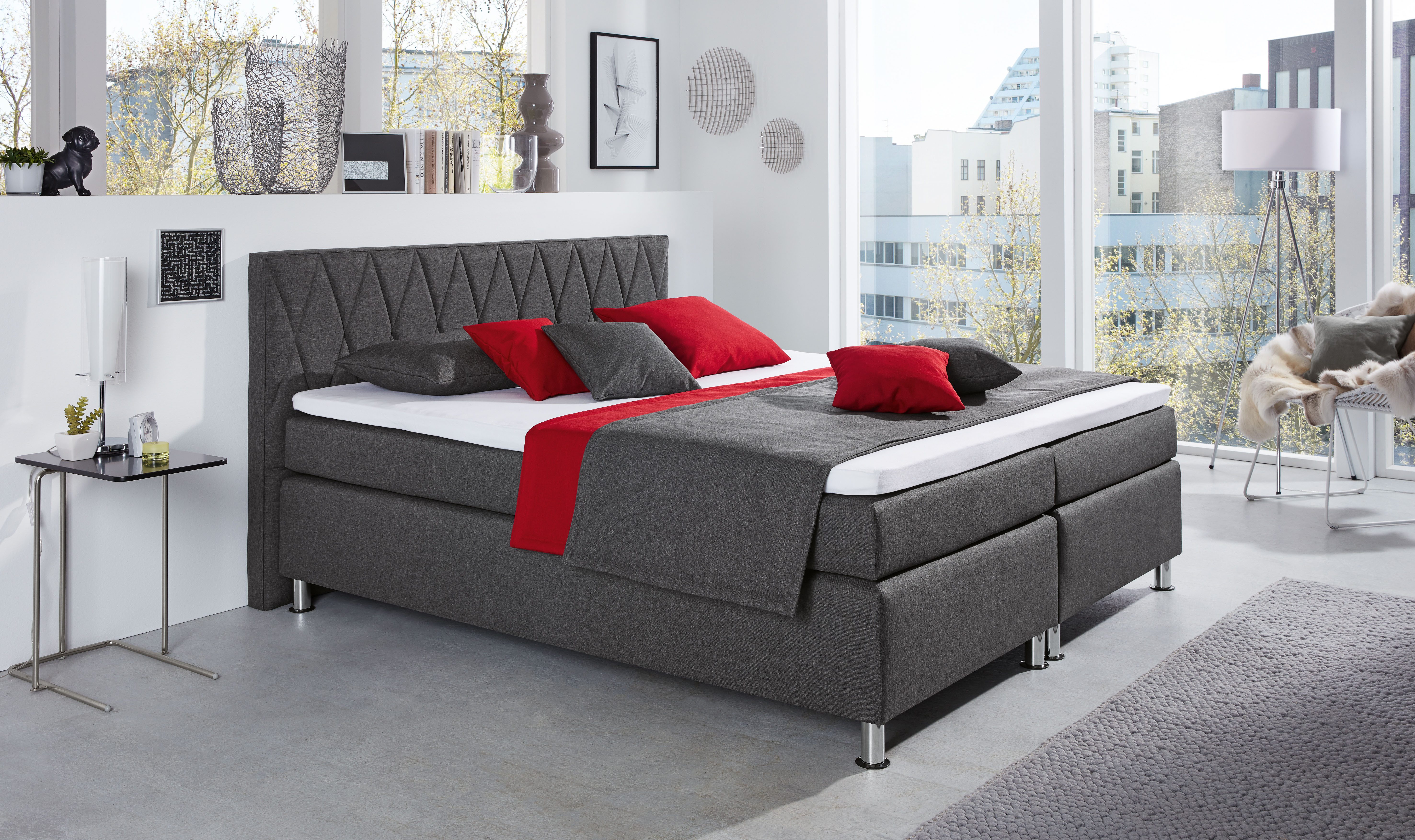 hapo Boxspringbett ATLANTA (Topper separat erhältlich), erhältlich in verschiedenen Breiten, Farben & Maratzenarten