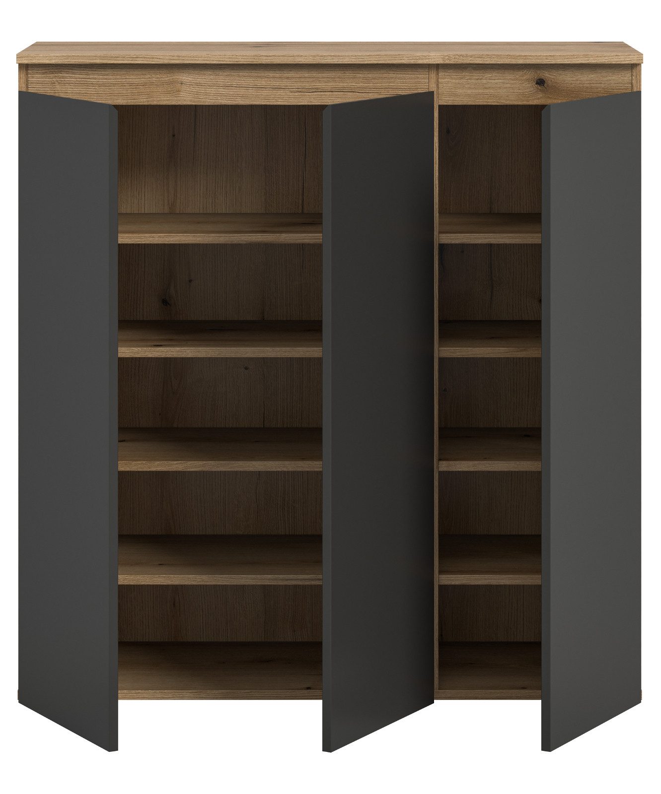 Inn.Furn Kombikommode Assino (Hohe Kommode in Eiche und Grau, 3-türig, 105 x 111 cm), variabel einrichtbar, bis zu 10 Fächer – Bild 5 von 5