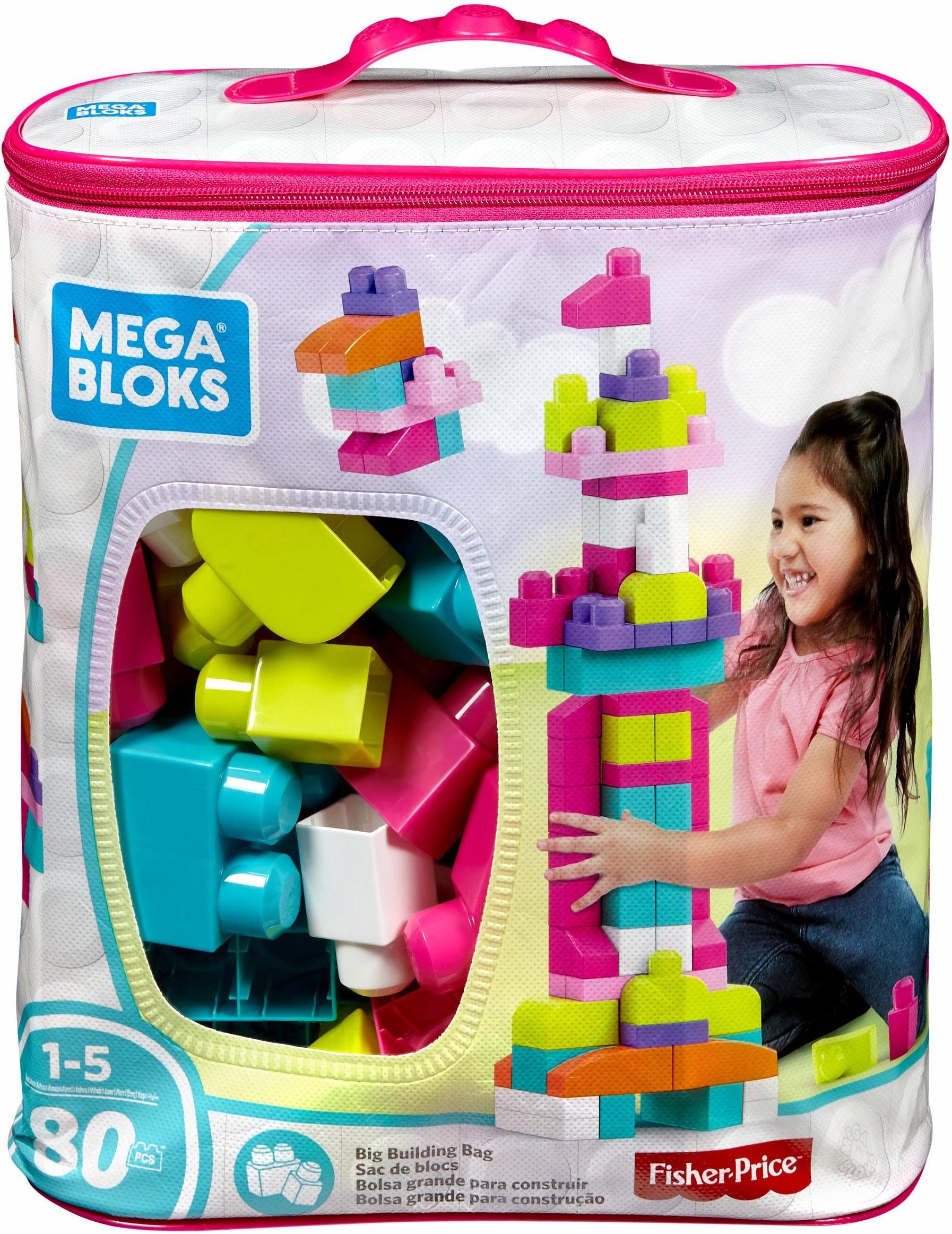 Fisher-Price Spielbausteine Mega Bloks Bausteinebeutel Groß 80 Teile Farbe bunt