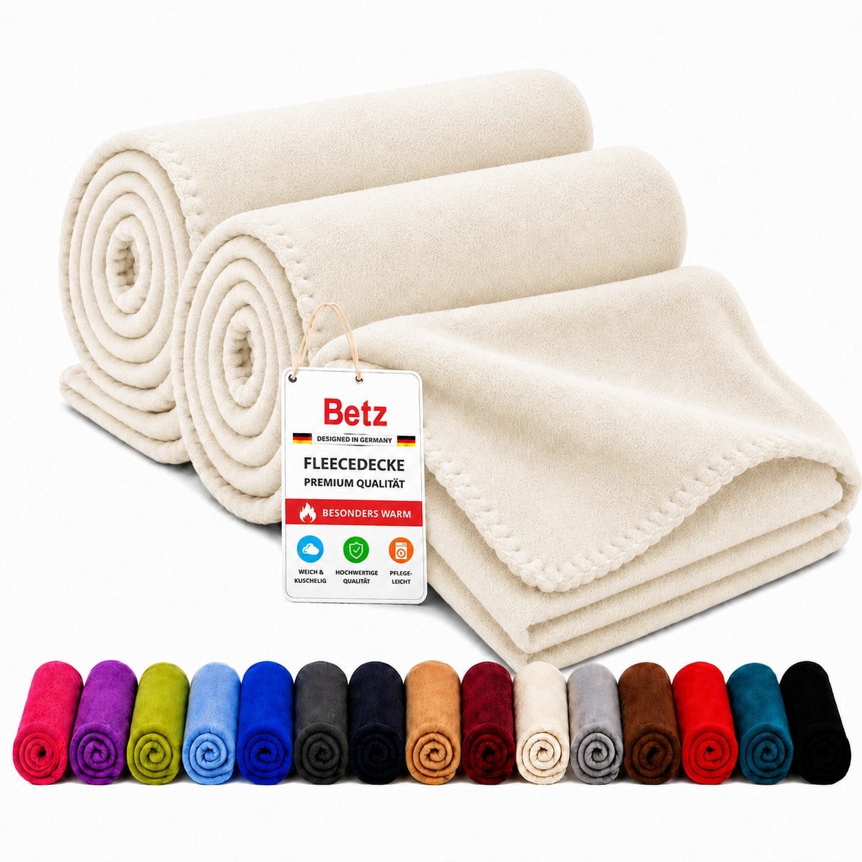 Wohndecke Fleecedecke 2 Stück 130x170 cm 180g/m² – Flauschige Sofadecke, Betz
