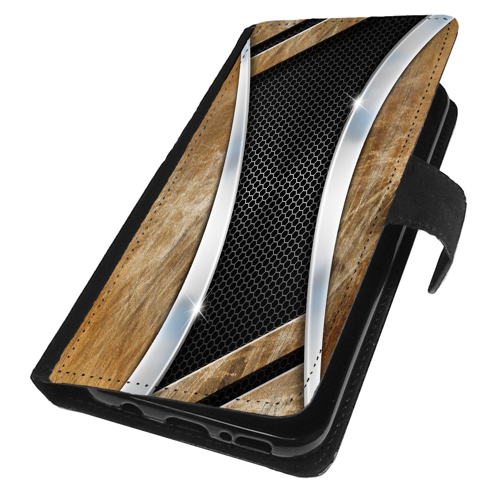 Traumhuelle Handyhülle MOTIV 11 Braun Schwarz Silber Schutz Hülle für Samsung Handy 5G, Handy Schutz Hülle Tasche Flip Case Klapphülle Cover Schutzhülle