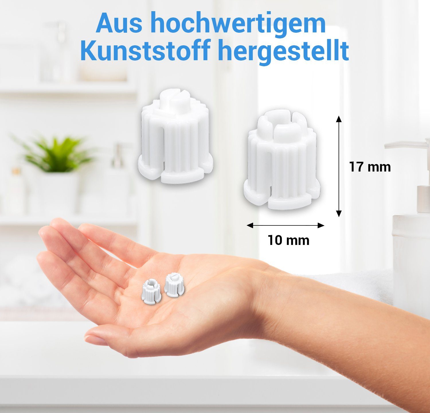 Set mit (4-St) Waschtischarmatur Knebel-Innenoberteile VIOKS Vielzahnachse für 1/2" 3/8" Rastbuchsen Set
