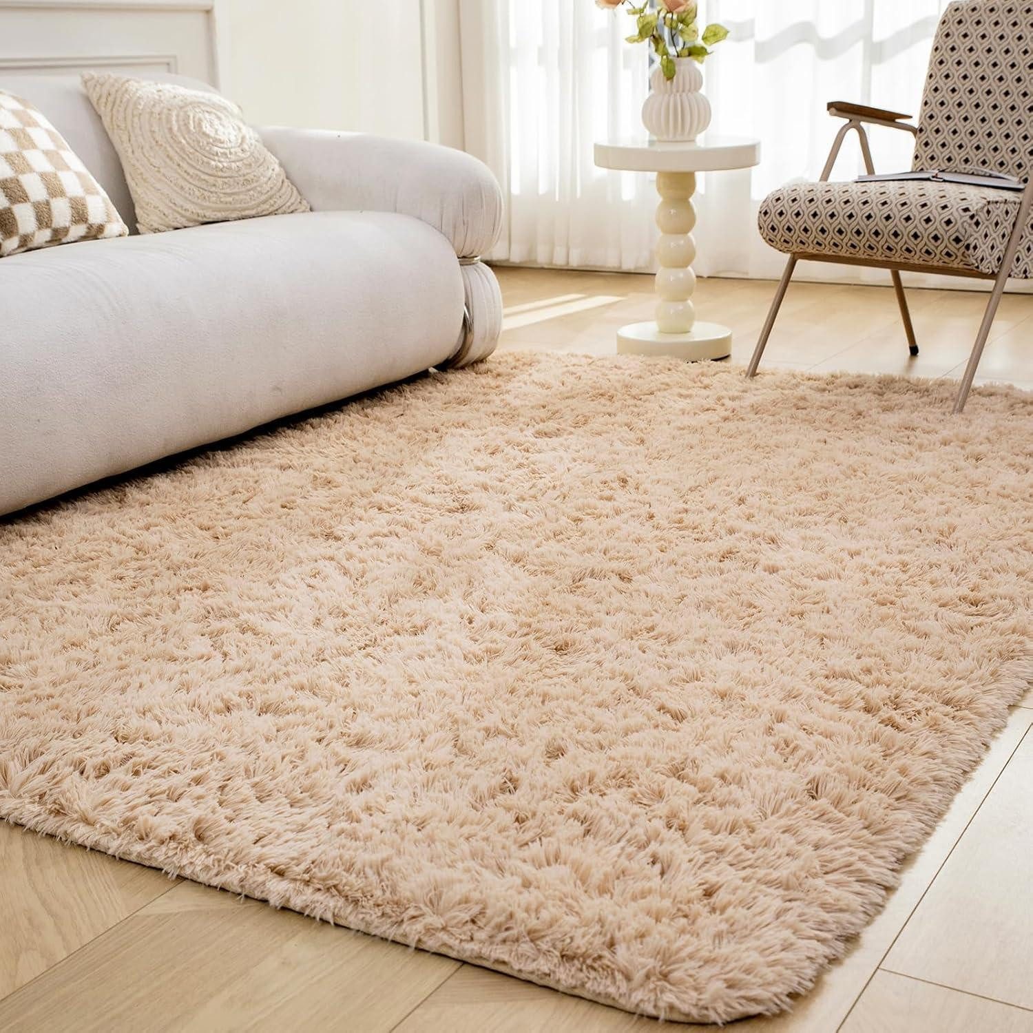 OMERAI Hochflor-Teppich Großer weicher waschbarer Teppich antirutsch Kunstpelz 150x240cm