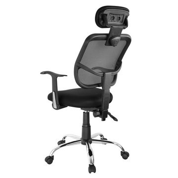 Ergo Office Bürostuhl ER-413, Chromsockel 320mm, Farbe: schwarz, Max. 150kg, Abmessungen (B-L-H) 580x600x1090-1190mm (22.8 "x23.6 "x42.9"~46.9)