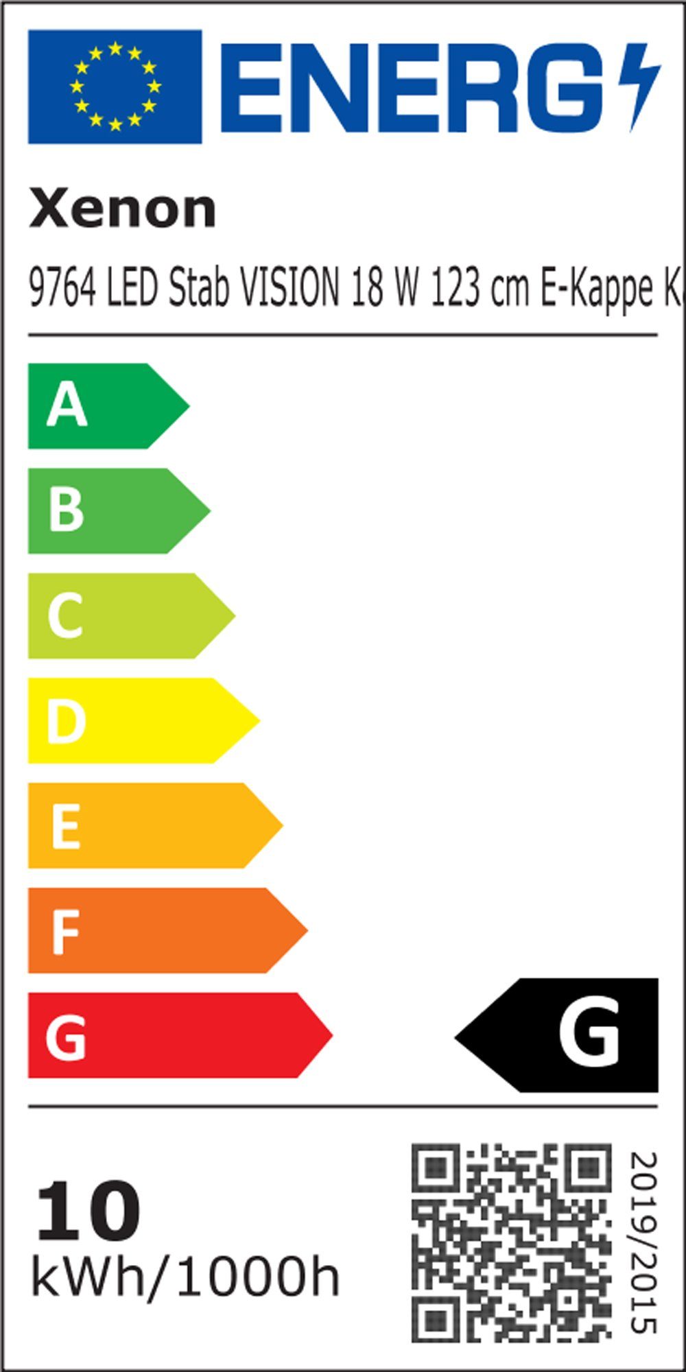 Stab Kunststoffröhre Xenon 123cm 9764 LED + LED Weiß, 18W XENON T8, Wandleuchte VISION Kabel LED Röhre Neutral