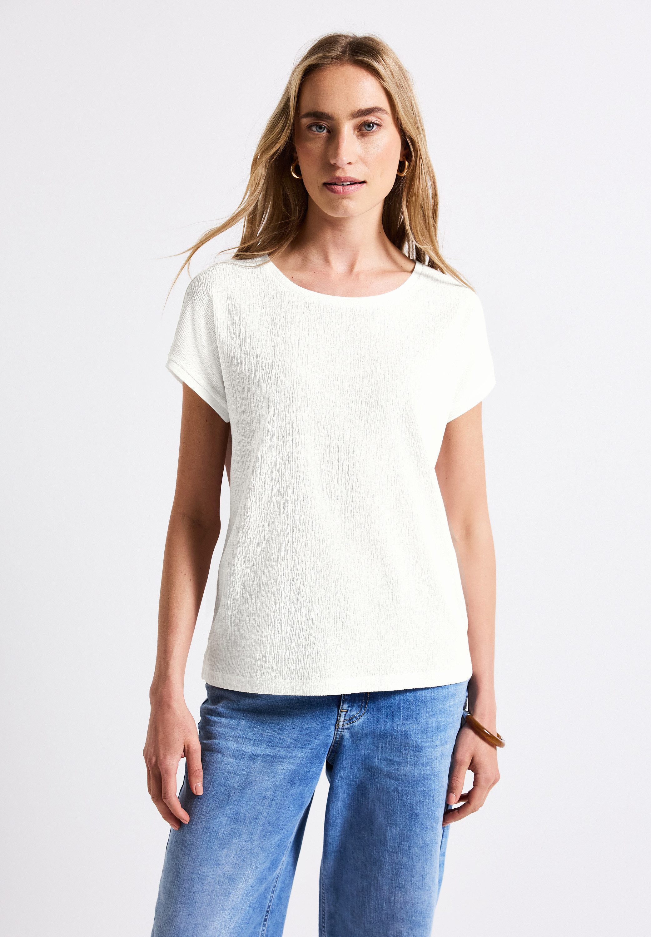 STREET ONE T-Shirt aus elastischem Materialmix günstig online kaufen