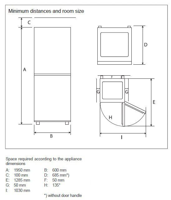 Hanseatic Kühl-/Gefrierkombination HKGK19560CNFDBI, 195 cm hoch, 60 cm breit, Schnellgefrierfunktion, Eco-Modus, NoFrost, Display, Türalarm