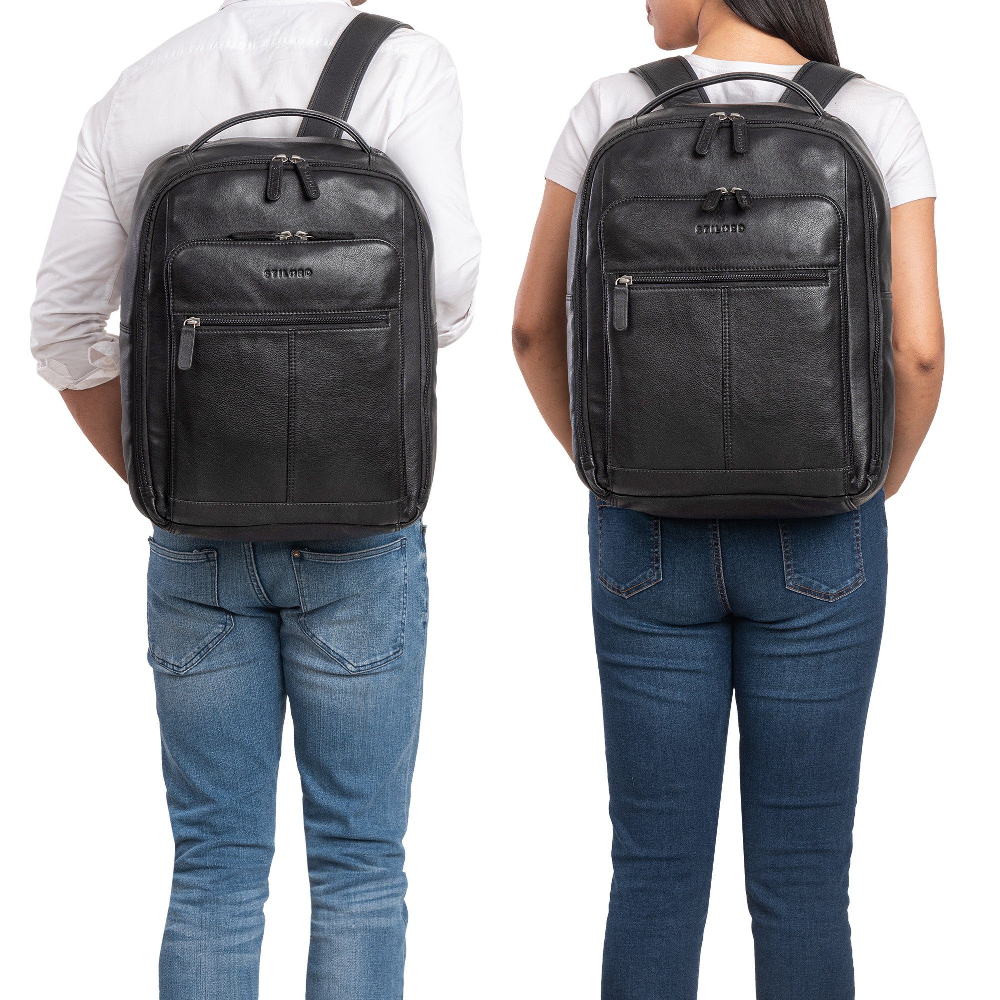 Damen Notebook-Rucksack Rucksack - Leder Herren und "Gordon" STILORD dunkelbraun tan Geschmackvoller