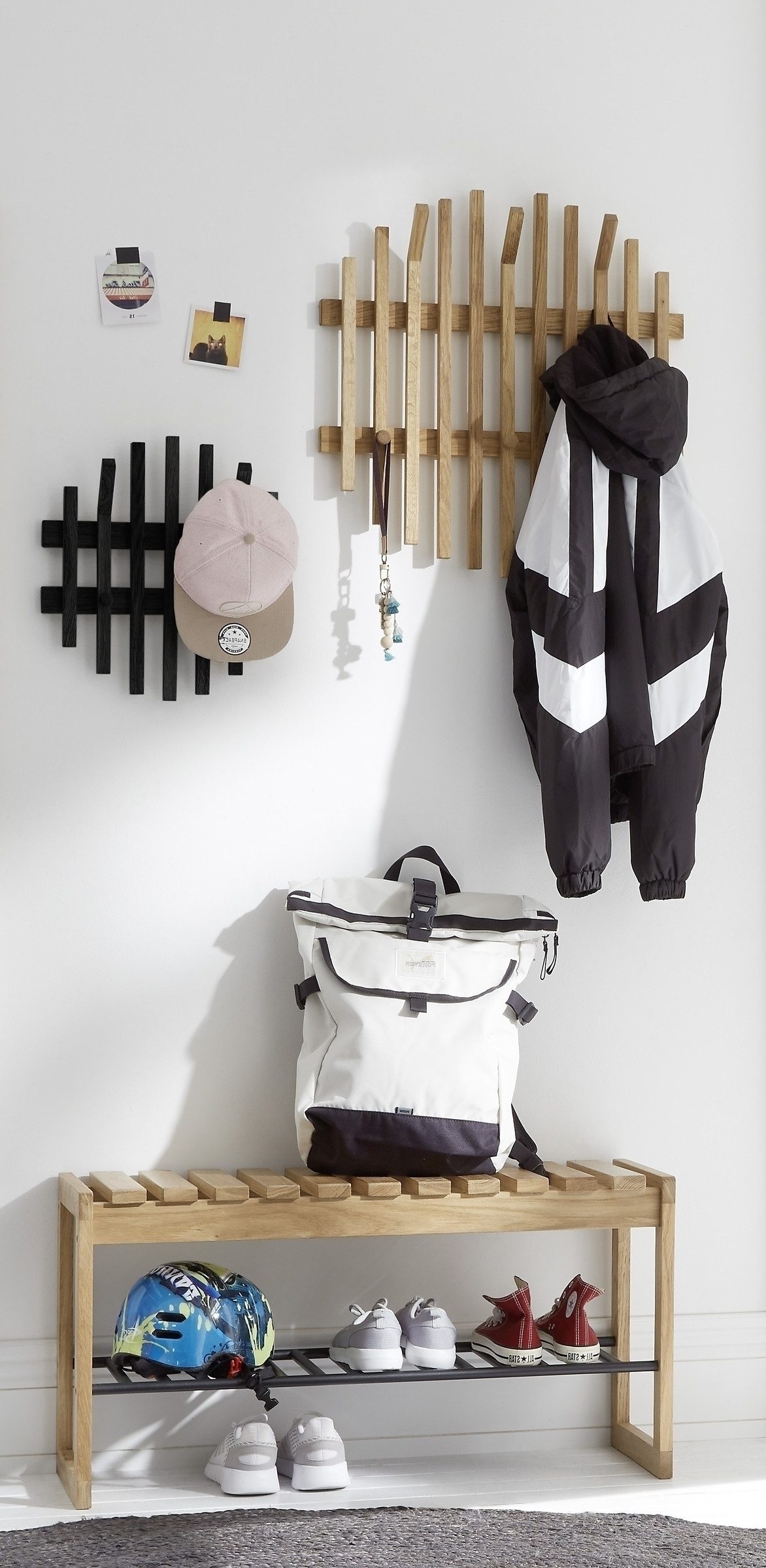 möbelando Garderoben-Set BANTRY, (3-teilig), (3-teilig) in Eiche / schwarz - 100x190x30 (BxHxT)