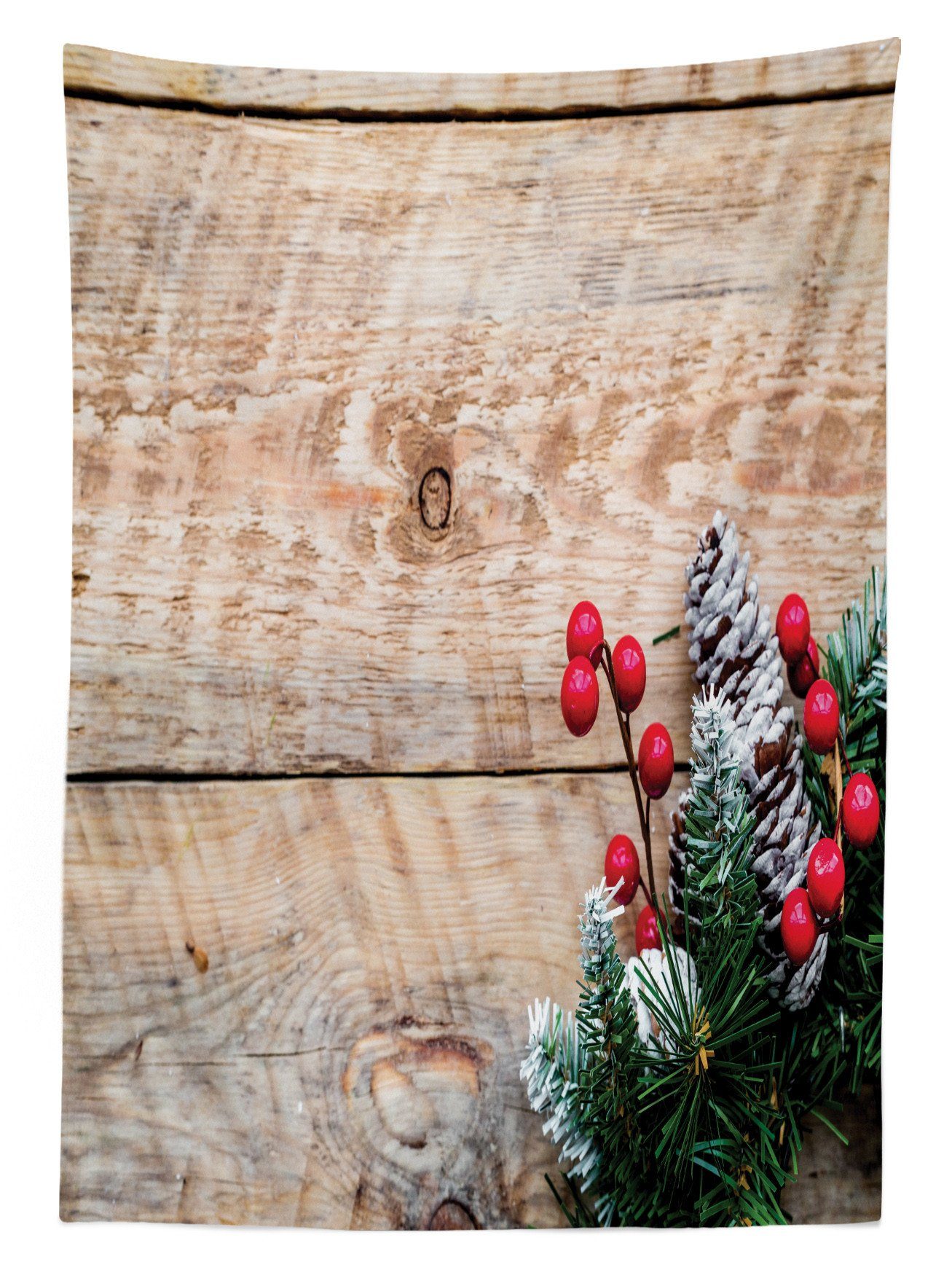Abakuhaus Tischdecke Farbfest Bereich Weihnachtskranz-Fichte Außen geeignet den Klare Waschbar Farben, Immergrün Für
