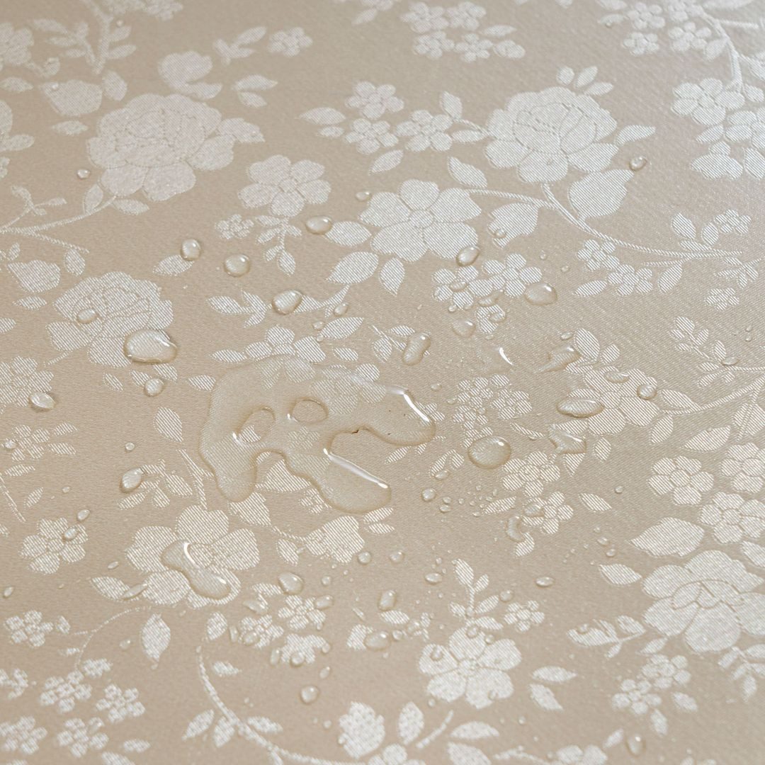 laro Tischdecke Wachstuch-Tischdecken Abwaschbar Geprägt Blumen Beige Creme Rund 140cm – Bild 5 von 5