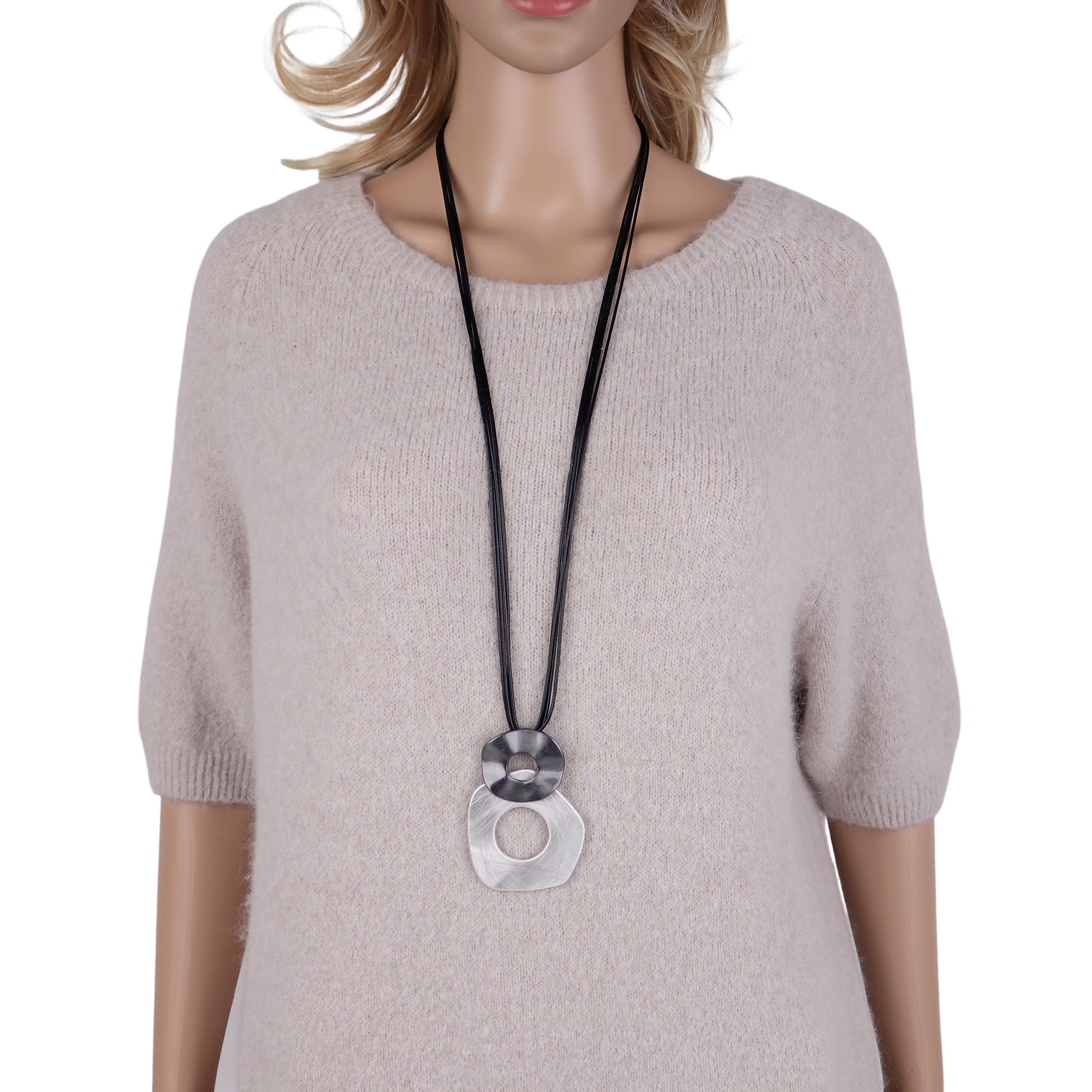 MIRROSI Lange Kette Damen Halskette mit elegantem Anhänger aus Metall ca.90cm lang (perfekt für Pullover, Bluse, Shirt)