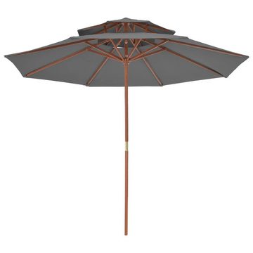 vidaXL Balkonsichtschutz Sonnenschirm mit Doppeldach und Holzstange 270 cm Anthrazit