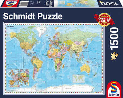 Schmidt Spiele Puzzle »Die Welt, 1500 Teile«, 1500 Puzzleteile, Made in Germany