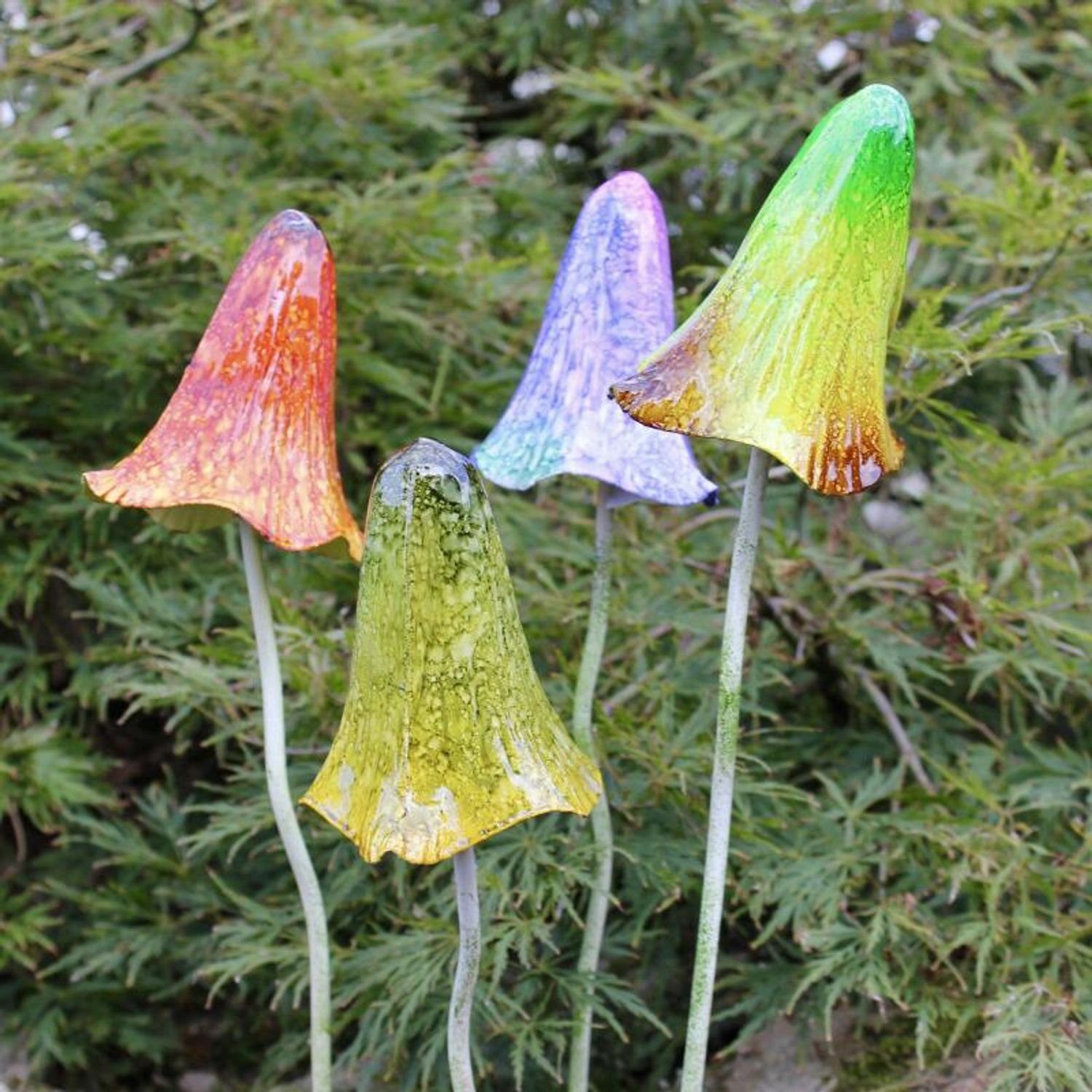 BURI Gartenstecker 24x Metall-Dekostecker "Pilz" Garten Frühling wohnen Wohnaccessoires