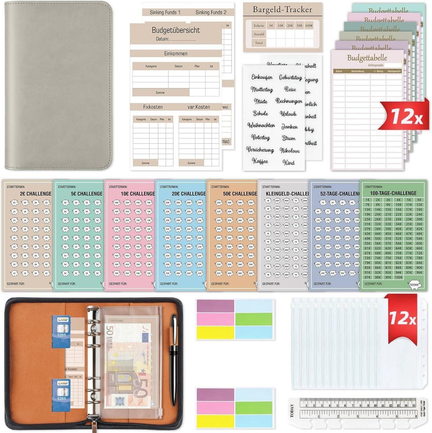 Notizbuch Upgrade Budget Planner A6 mit Reißverschluss - Deutsch Startset & 8