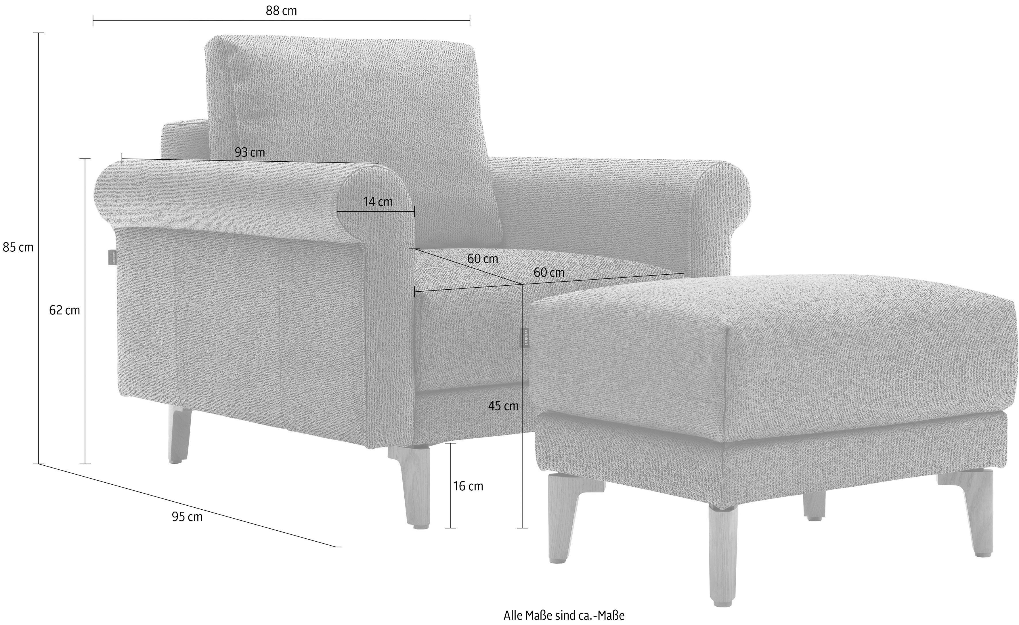 hülsta sofa Sessel 88 Landhaus, cm, Fuß Breite Nussbaum hs.450, modern