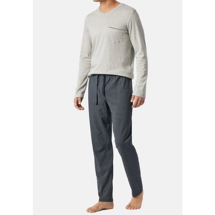 Schiesser Pyjama Fine Interlock (Set 2 tlg) Schlafanzug Langarm - Baumwolle -