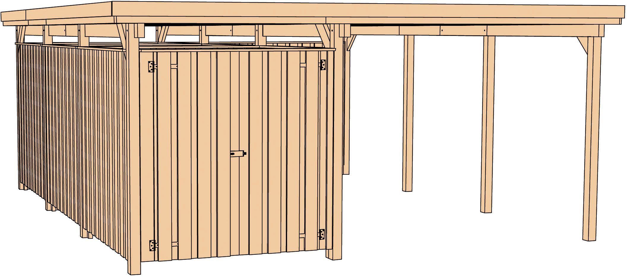 weka Einzelcarport 607 Gr.3, BxT: 512x602 cm, 215 cm Einfahrtshöhe, inkl. XXL Geräteraum