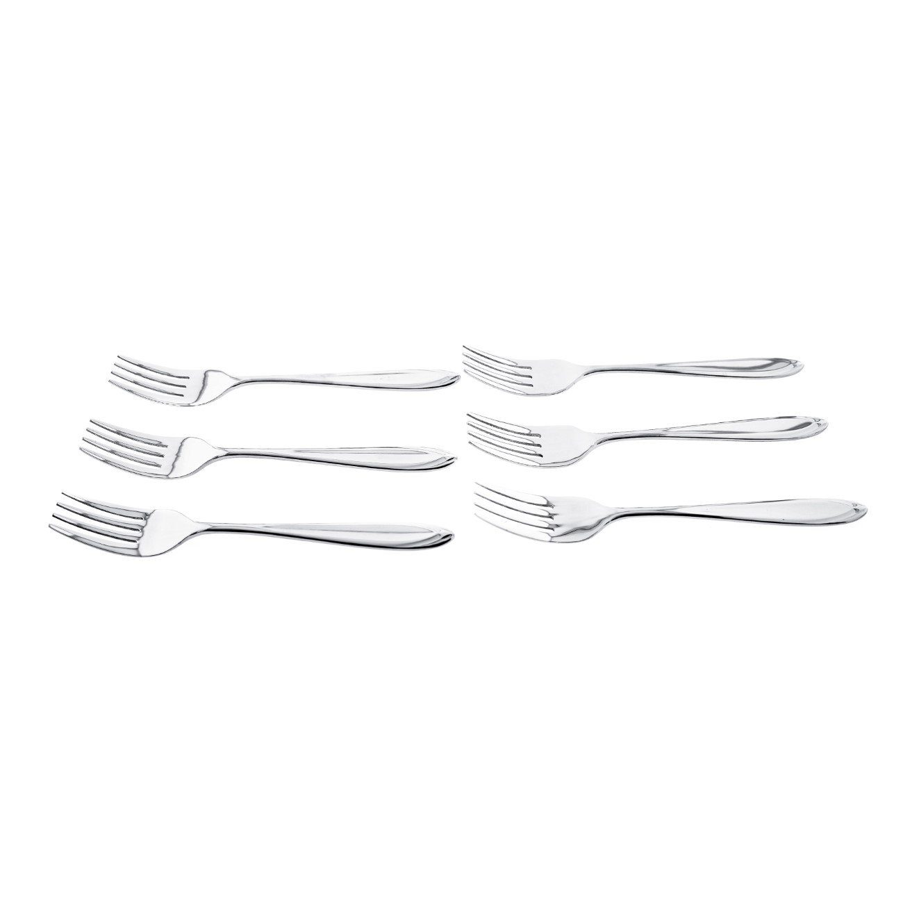 Almina Kuchengabel 6 Tlg. Kuchengabel-Set aus Chrom-Edelstahl 18/10 Silber mit Design (6 Stück)