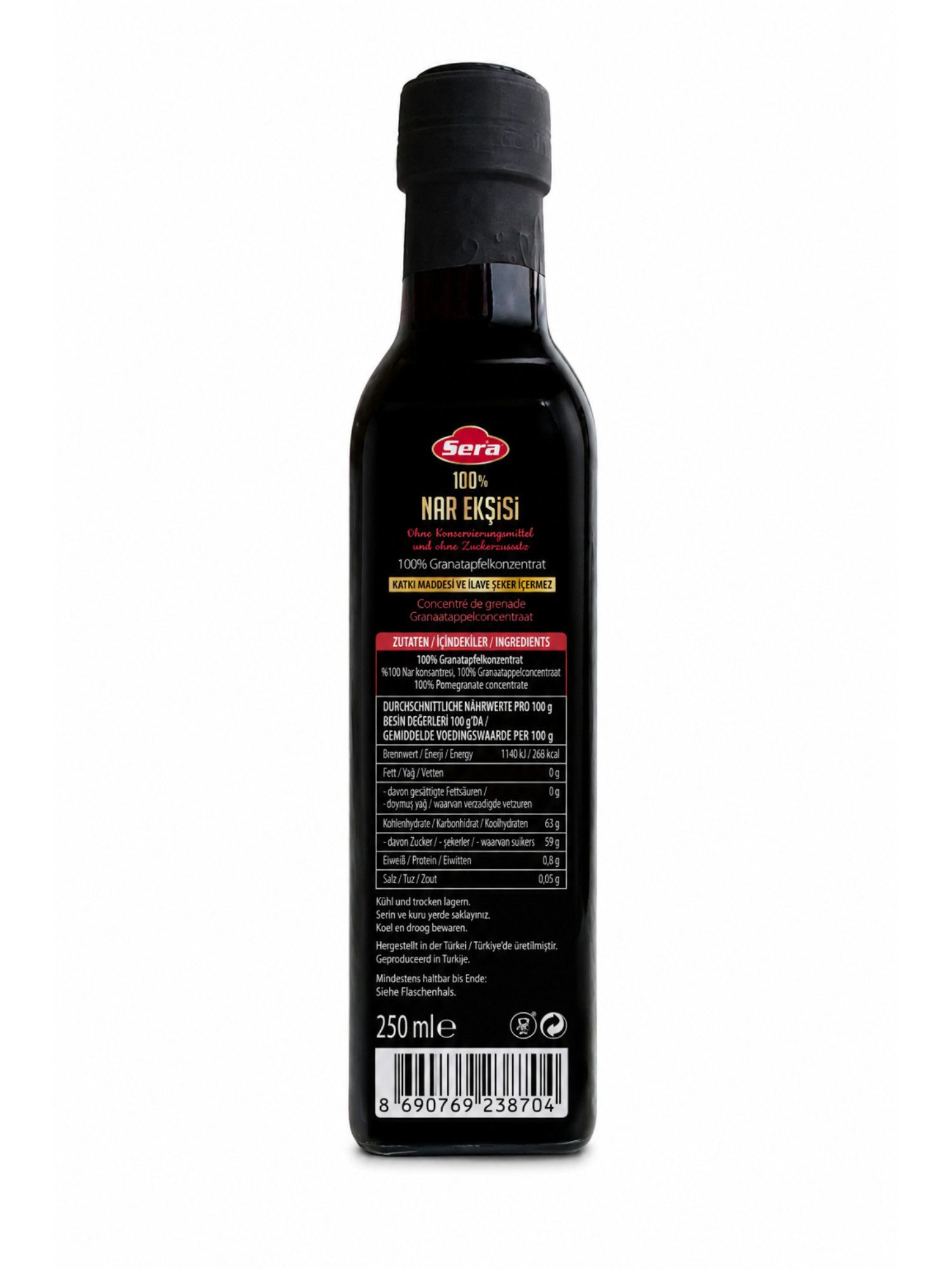 SERA FOOD Saucen Granatapfelkonzentrat ohne Zuckerzusatz, 1 x 250 ml, 1 St., 100% Granatapfelkonzentrat 250ml ohne Zuckerzusatz