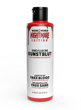 Maskworld Theaterschminke Blutsplatter Kunstblut Sprühflasche 400 ml (1-tlg), Blutflasche mit Sprühaufsatz – für Effekte wie im Splatterfilm!