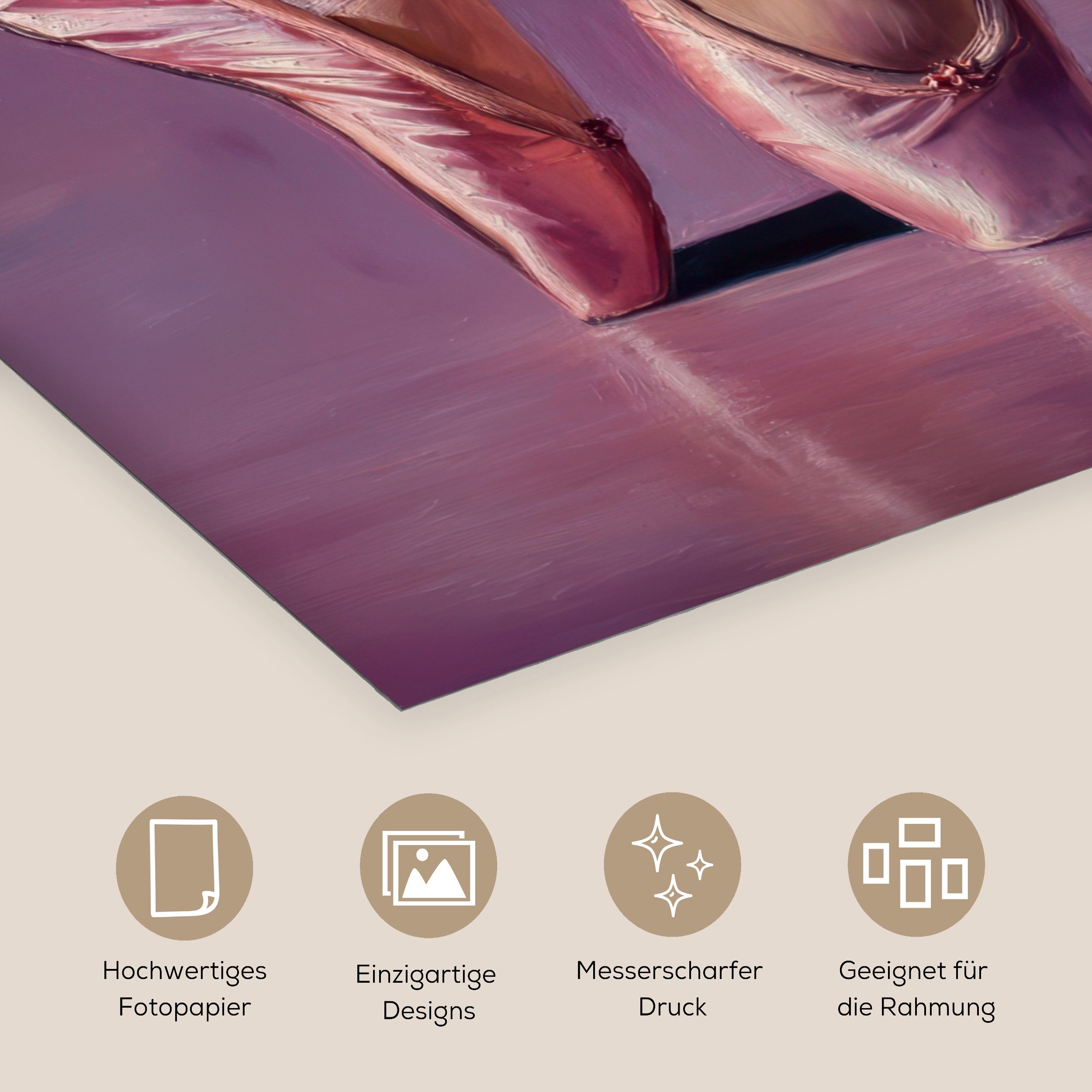 MuchoWow Poster Spitzenschuhe - Lila - Kontrast, (1 St), Poster ohne Rahmen, Wandbild, Wandposter, 20x30 cm