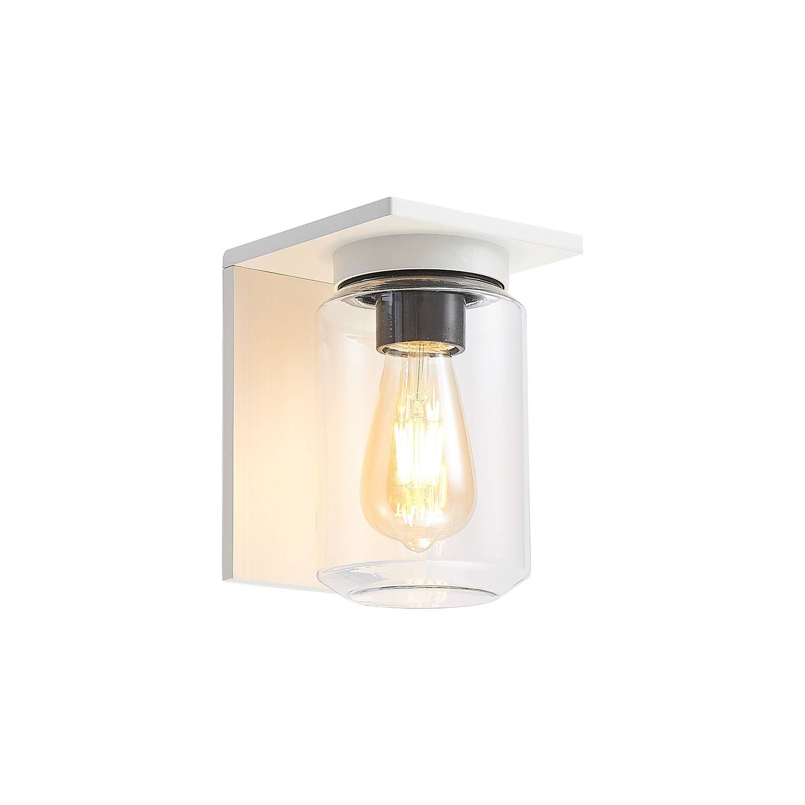 Lucande Außen-Wandleuchte Semka, Metall, Weiß IP54, 1 x 18 W