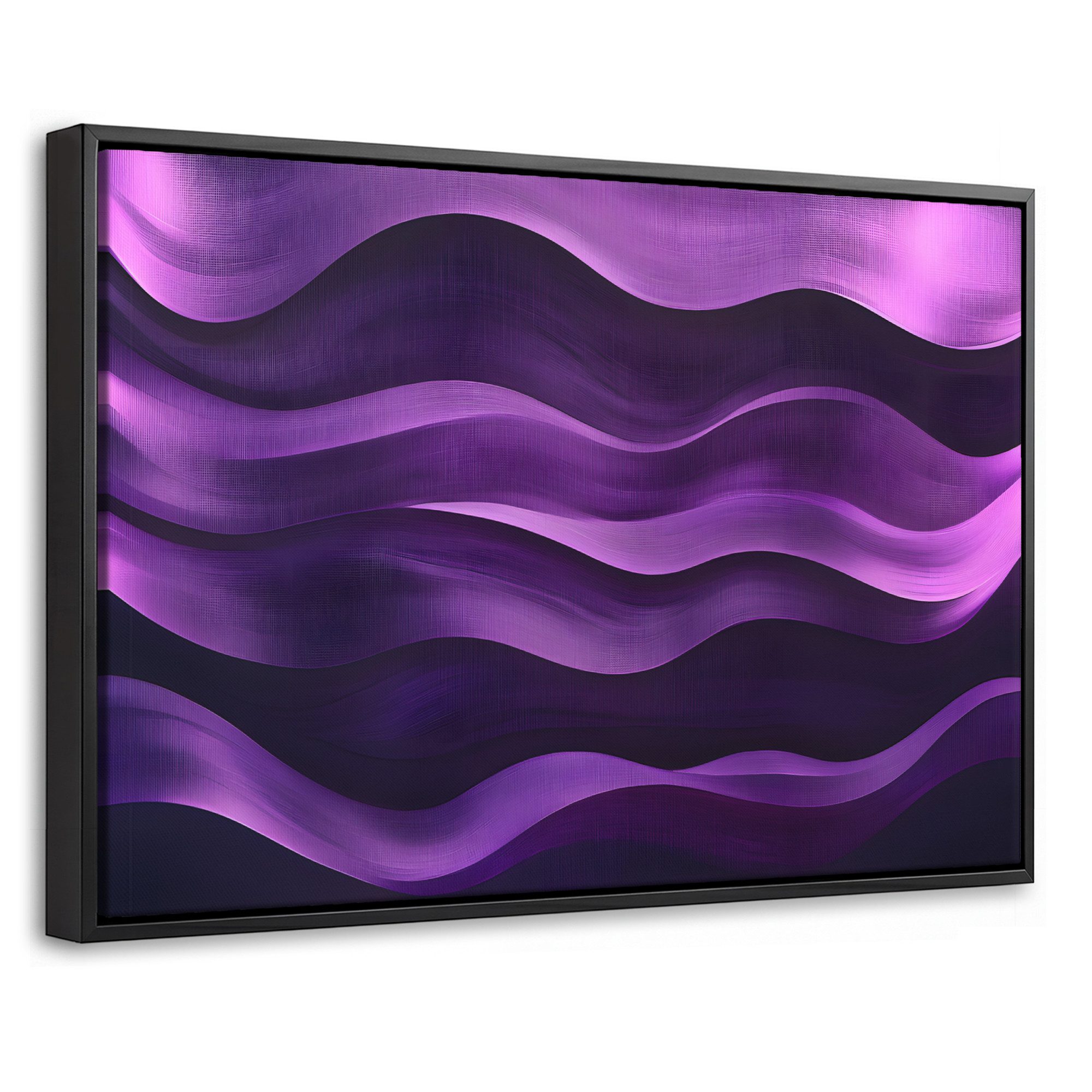 OneMillionCanvasses® Leinwandbild mit Rahmen - Wellen - Abstrakt - Lila, Fotodruck (1 St), Bilder, Zimmer Wand Bild Dekoration 30x20cm