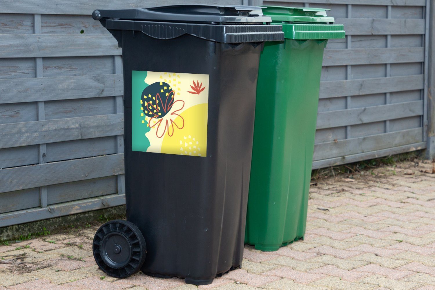 MuchoWow Wandsticker Abstrakt Sticker, Container, (1 Abfalbehälter - Mülltonne, St), - Blume Mülleimer-aufkleber, Sommer