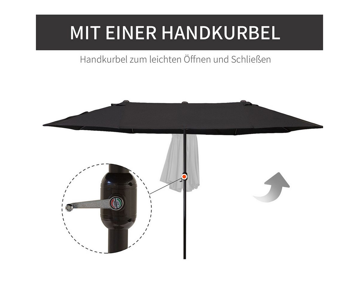 Thumbnail - XDeer Sonnenschirm Sonnenschirm mit Handkurbel Doppelsonnenschirm Marktschirm, Gartenschirm 460 x 270 x 240 cm für Stran...