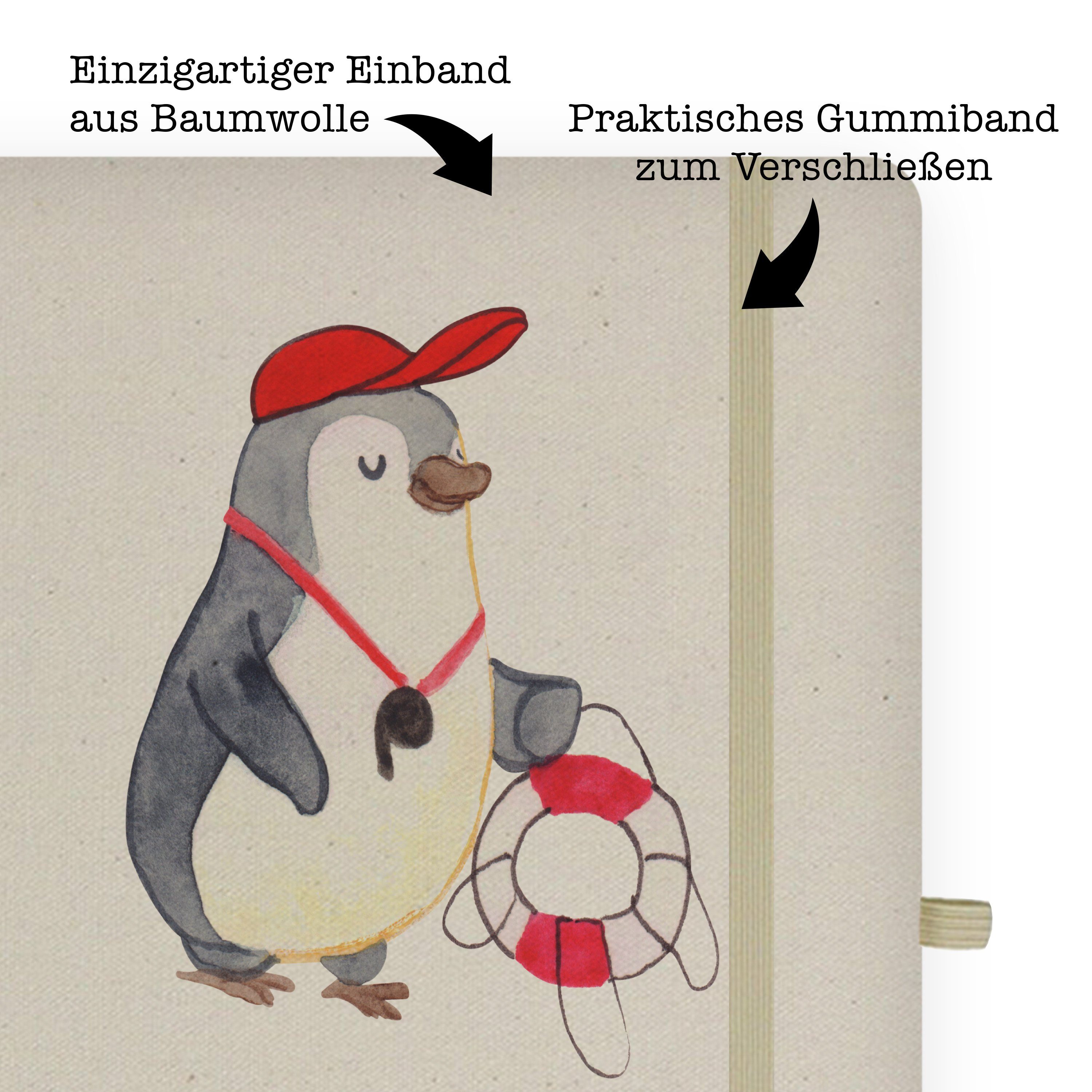 Geschenk, & Rettungssch Mr. Panda Herz & Panda - Mr. Mrs. Mrs. - Notizheft, Transparent Notizbuch mit Bademeister