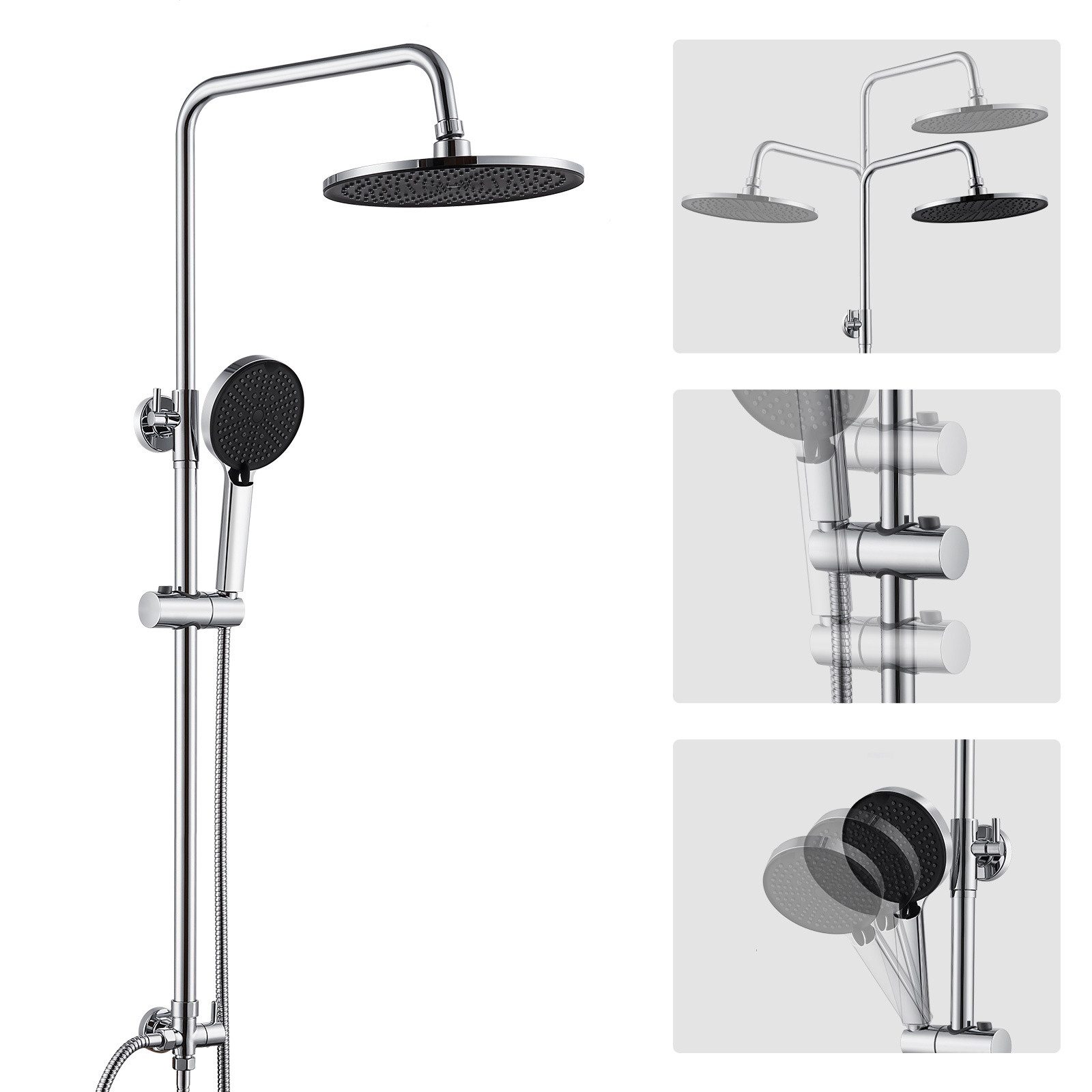 Stangenbrause-Set Duschsystem ohne armatur Duschsäule mit Handbrause Chrom