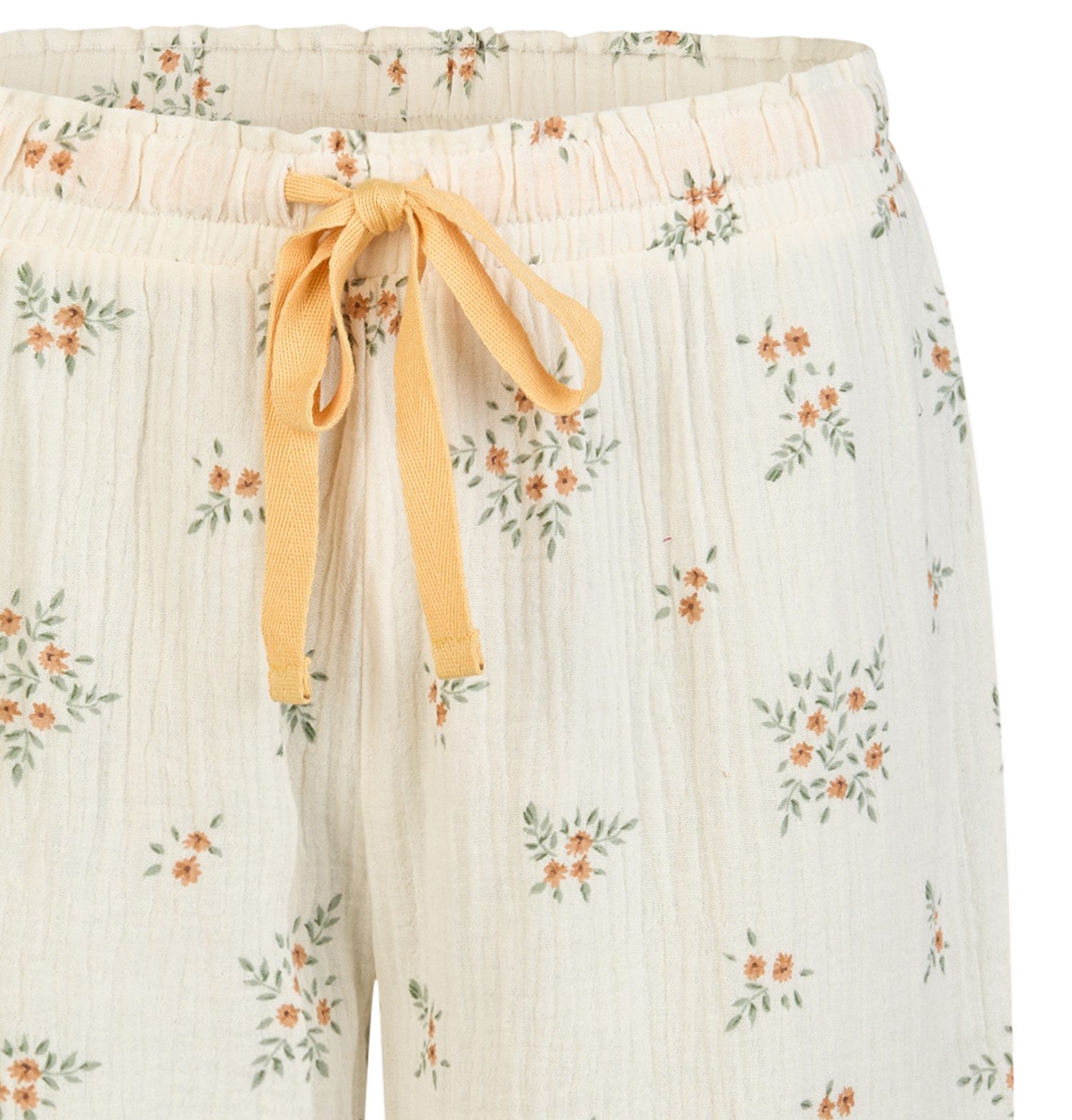 By Louise Pyjamahose Lace Luxury (1-tlg., 1-teilig) Damen Schlafhose Pyjamahose Musselin Caprihose Baumwolle