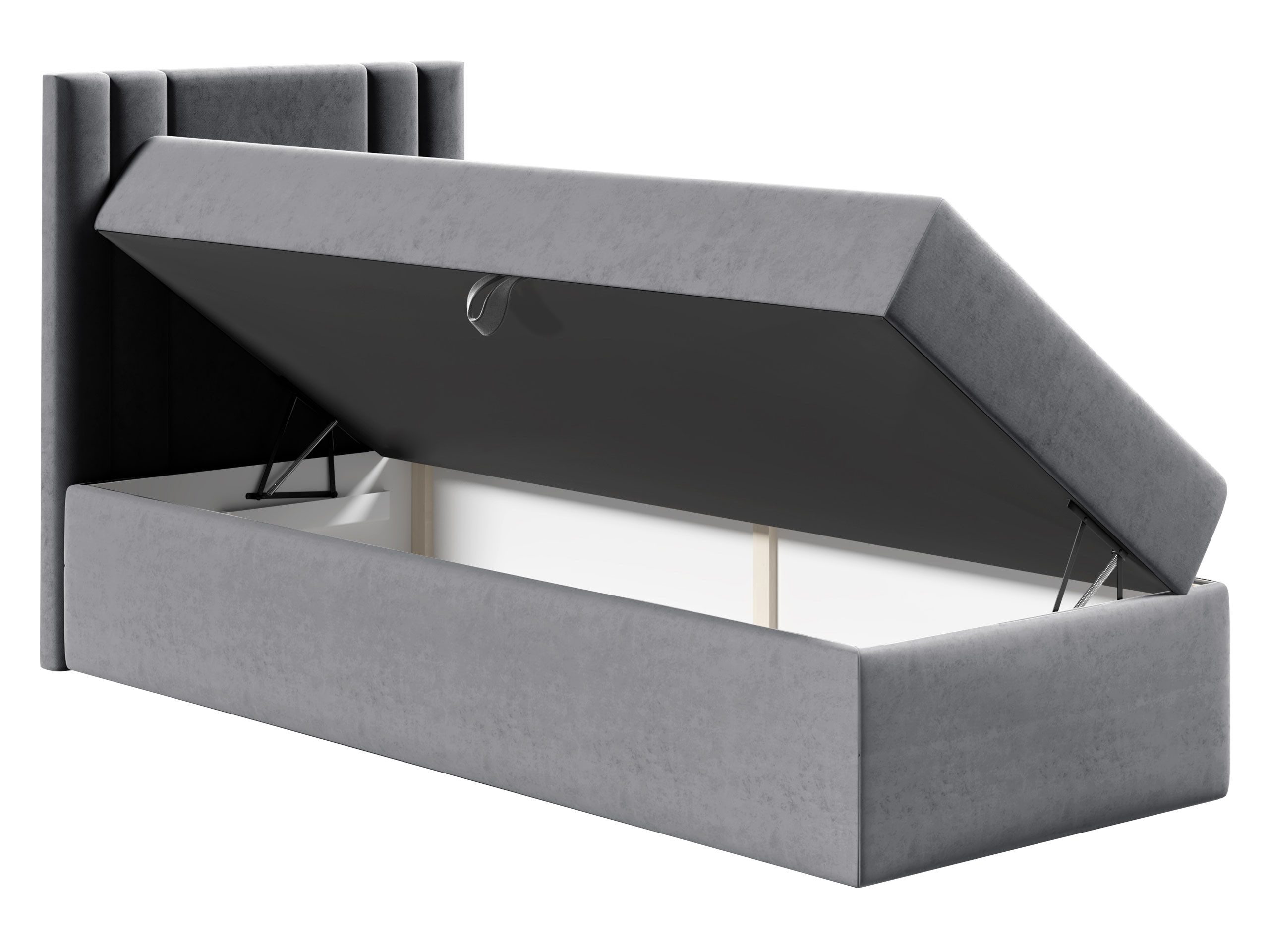MIRJAN24 Boxspringbett Carmen Mini (mit Hauptmatratze, Topper, Kopfteil), 80, 90, 100 / 200 cm, Seitenwahl, Einzelbett