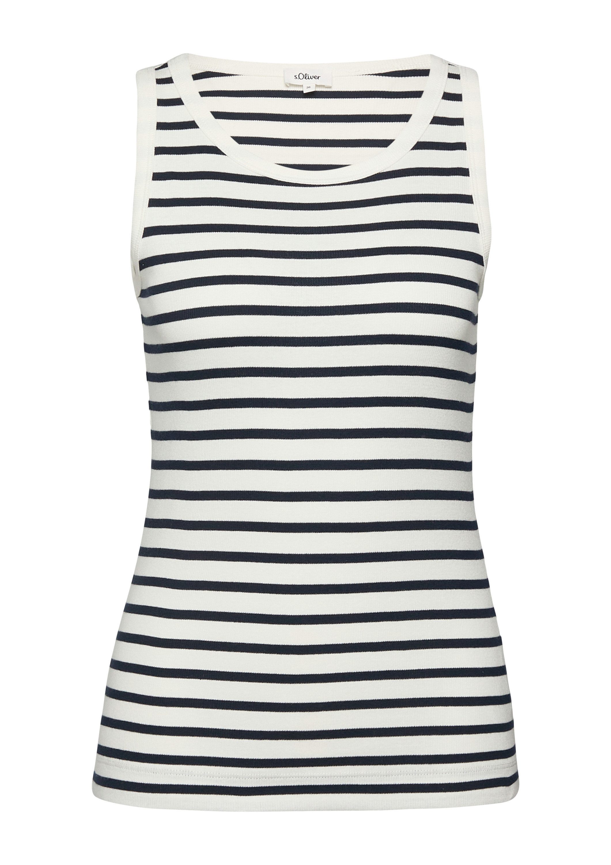 s.Oliver Muscleshirt T-Shirt Geripptes Tanktop im Slim Fit